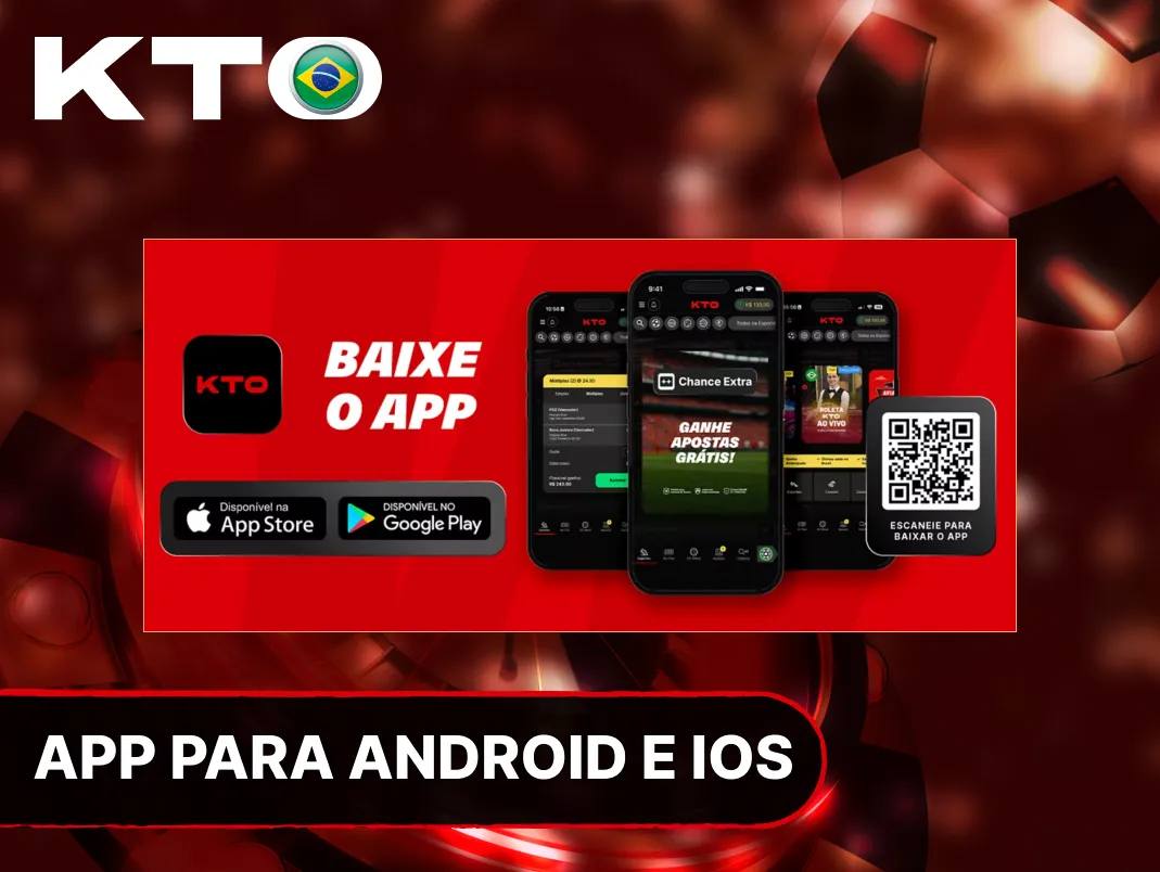 Aplicativo KTO Brasil para Android e iOS com cassino, apostas esportivas e pagamentos via Pix.