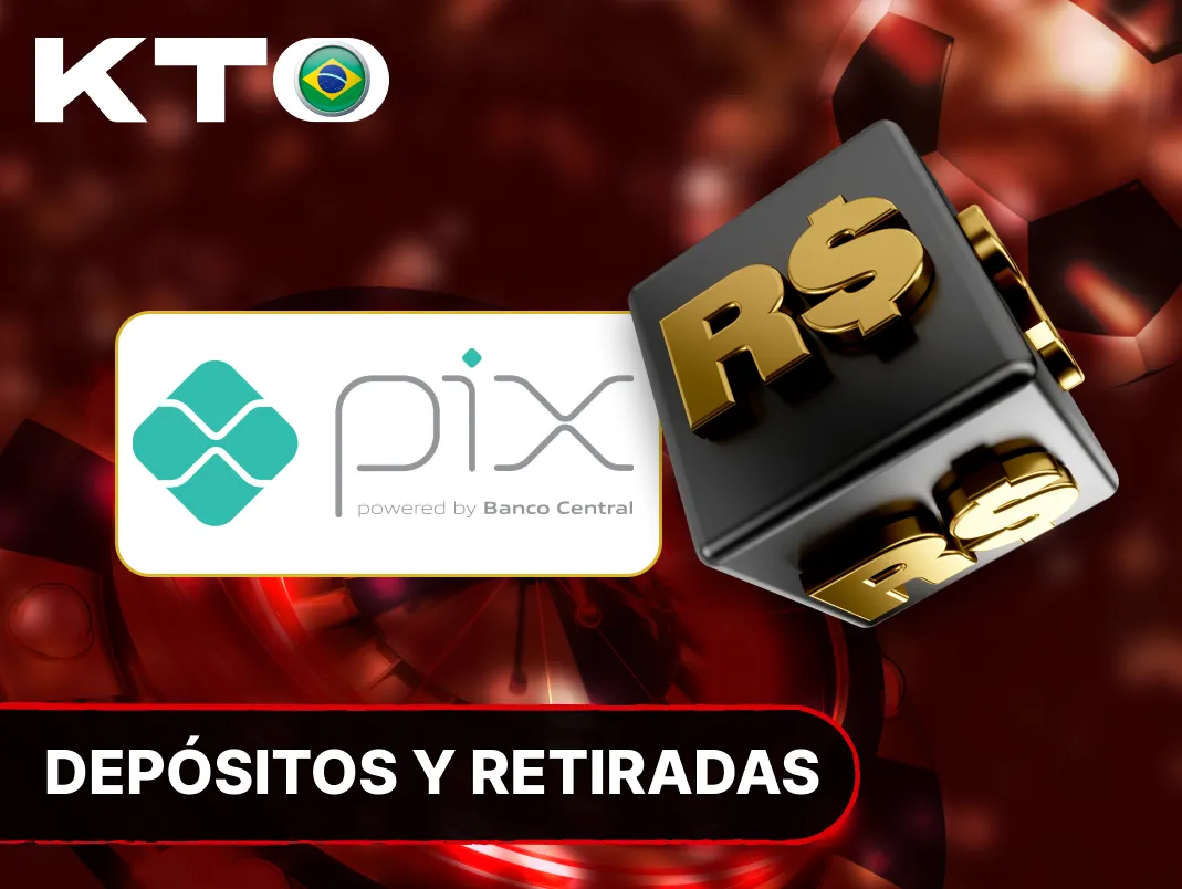 Depósitos e saques via Pix com transferências em reais e verificação da conta bancária do jogador.